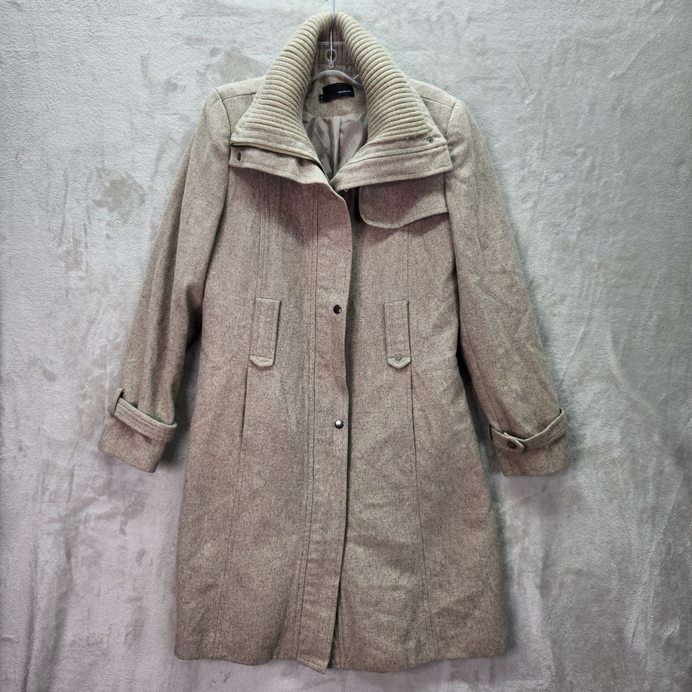 Desiderata Coat Womens 4 Beige Wool Cashmere Blend Lined Button‎ Pocket Collar